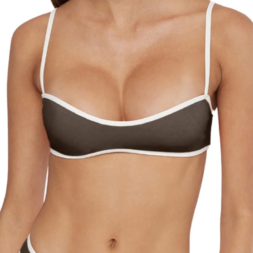Who What Wear Brown Bikini with White Accents